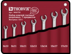 W4S7TB Набор ключей разрезных в сумке 8-19 мм, 7 предметов Thorvik 52626