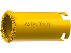 Коронка STAYER "PROFESSIONAL" кольцевая с карбидно-вольфрамовой крошкой, d=33мм 33345-33