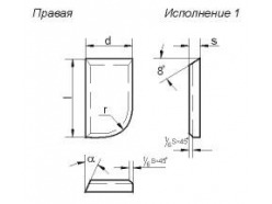 Пластина 10571 Т15К6 правая (25х14х8х8х18гр) (для проходных прямых, расточных и револьверных резцов) 48158