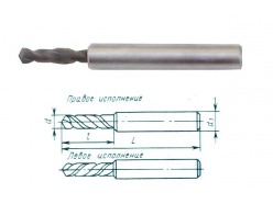 Сверло d 4,4х16х56 ц/х ВК8 цельное с стальным утолщенным хвостовиком d хв. 7,0 ГОСТ17273 59224
