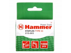 Скобы для степлера Hammer Flex 215-003 14мм, ширина 11.3мм, сечение 0.75мм, П-обр. (тип 53),1000шт 34941