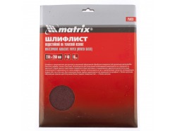 Шлифлист на тканевой основе, P 40, 230 х 280 мм, 10 шт., водостойкий MATRIX 75633