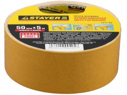 Двухсторонняя клейкая лента на тканевой основе, STAYER Profi 1217-05, 50мм х 5м