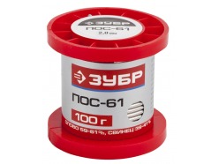 Припой ЗУБР, ПОС 61, проволока, 100г, 2мм Зубр 55450-100-20